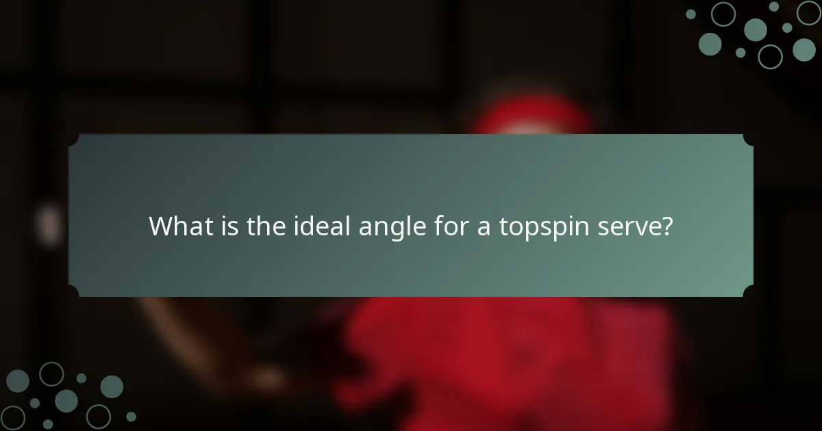 What is the ideal angle for a topspin serve?
